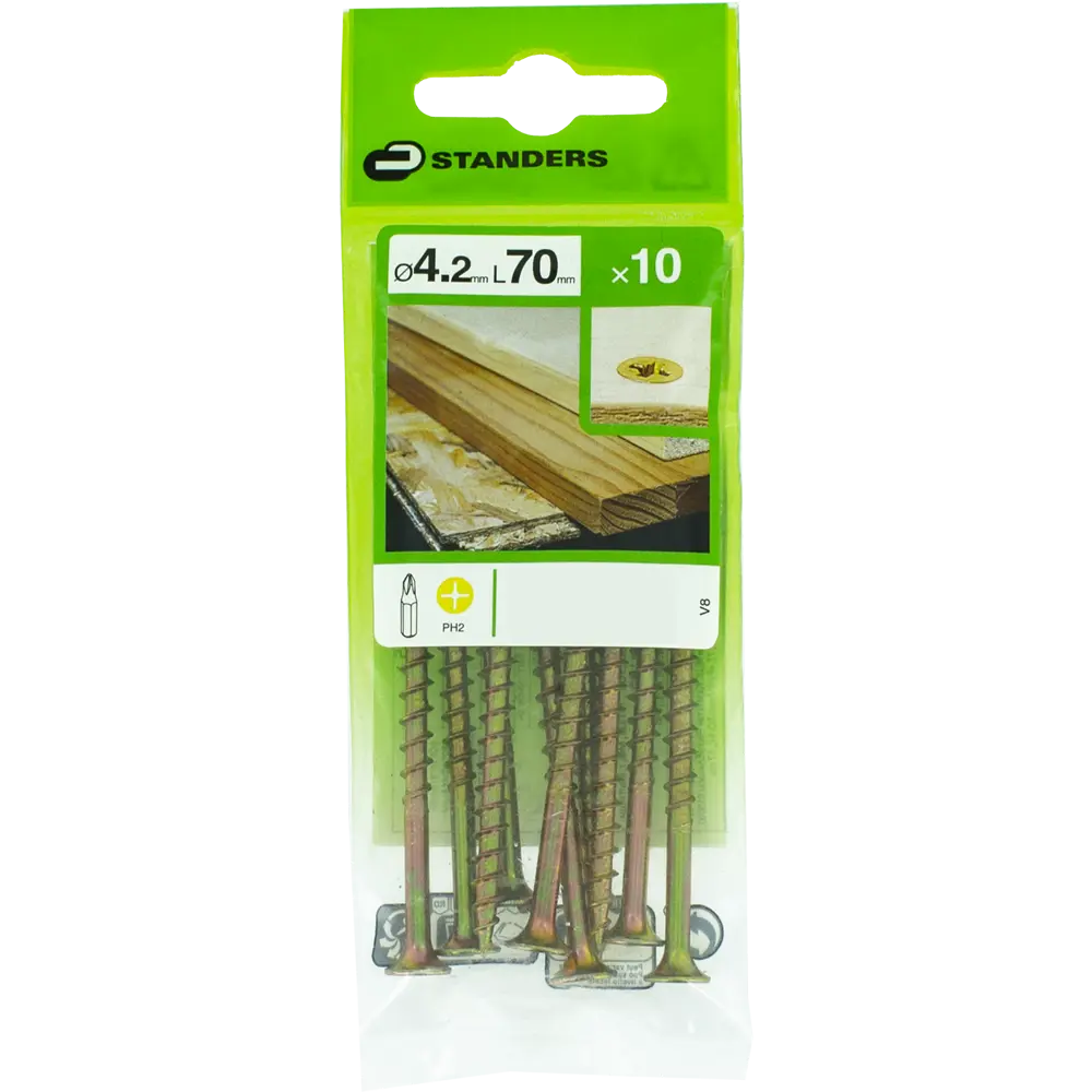 Саморезы по дереву Standers потайные острые оцинкованные 4.2х70 10 шт STLM-2199094 - Вид №2