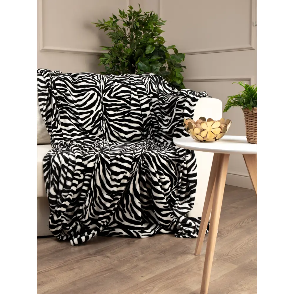 Плед Зебра 150x200 см фланель цвет черный TEXREPUBLIC Печатный STLM-2021471 - Вид №3