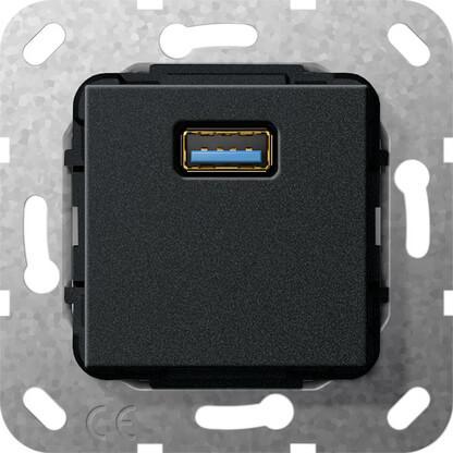 568310 Розетка USB 3.0 A разветвительный кабель черный матовый Gira System 55