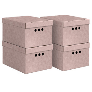 90779037 Набор коробок 4 шт 25x18.50x33 см картон цвет серо-розовый JARDIN STLM-0378964 VALIANT