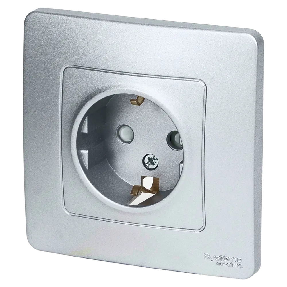 Розетка встраиваемая Systeme Electric Blanca 16 А с заземлением цвет алюминий STLM-2103023 - Вид №1