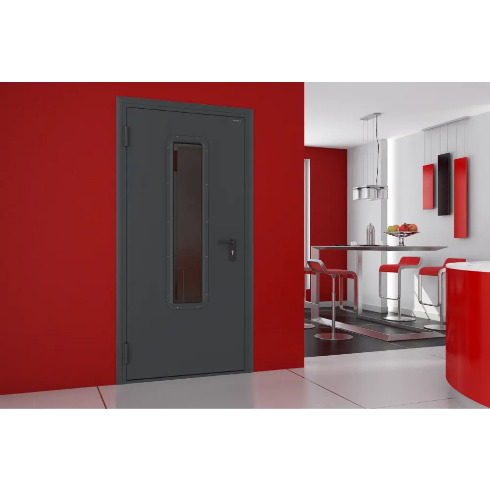 Дверь техническая остекленная 108x205 см левая цвет RAL7016 DOORHAN STLM-2141066 - Вид №1