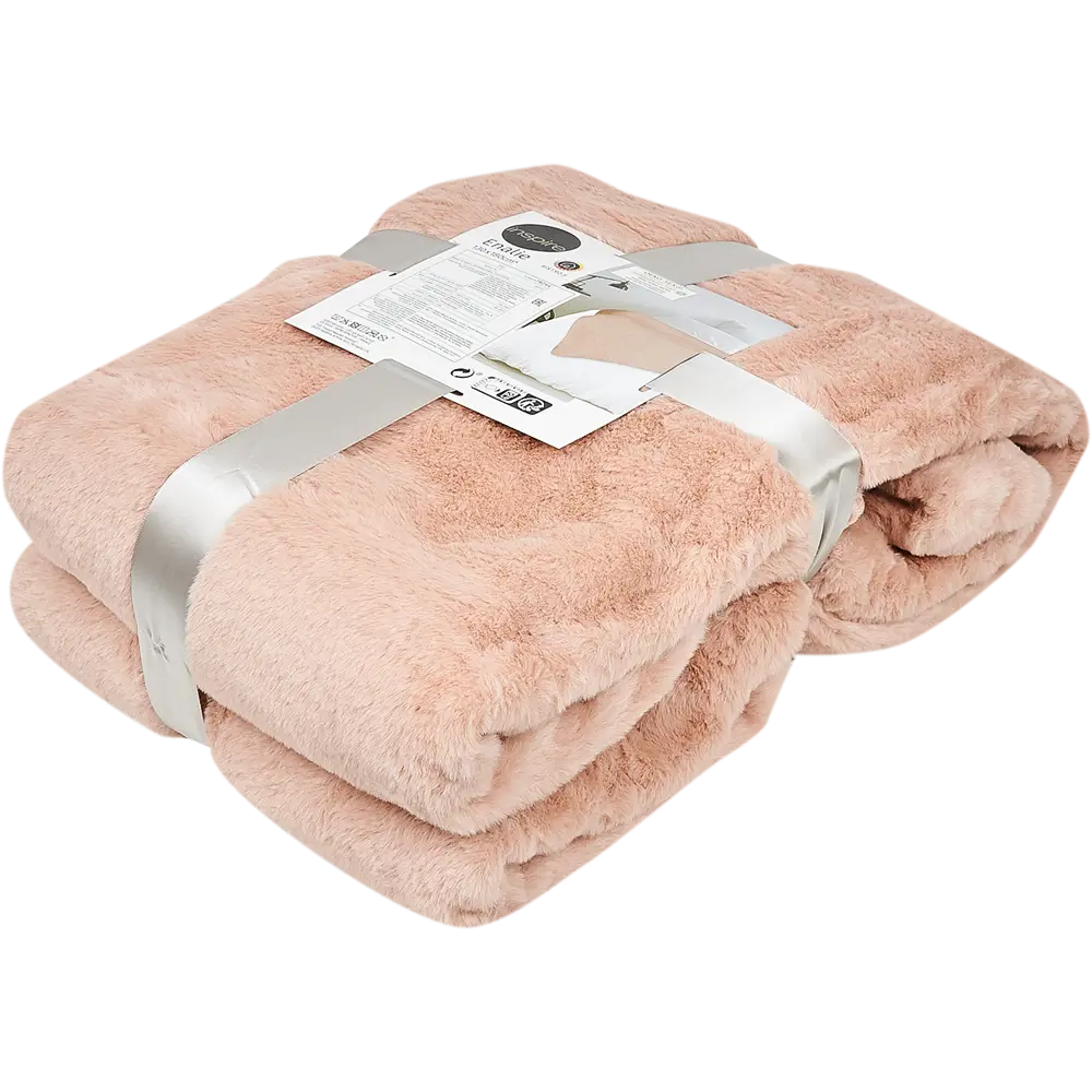 Плед Inspire Enalie 130x180 см искусственный мех цвет светло-розовый STLM-2205798