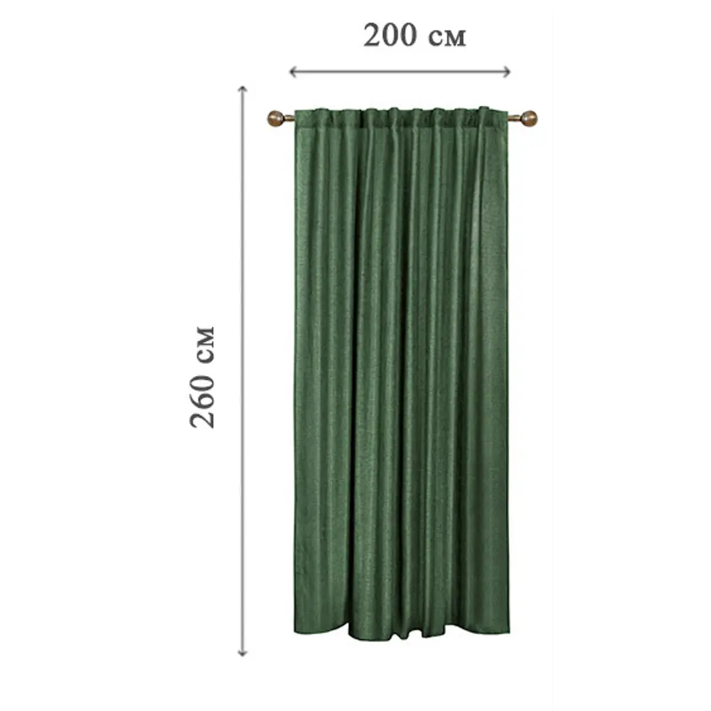 KREAFORTA Looks - штора на ленте с петлями 200×260 см зелёная рогожка 89405472 STLM-1568376 - Вид №2