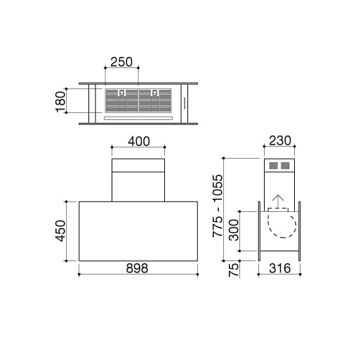 Островная вытяжка из нержавеющей стали со встроенным освещением Barazza Steel ARCH-00104348 - Вид №2