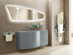 Матовый лакированный деревянный подвесной умывальник