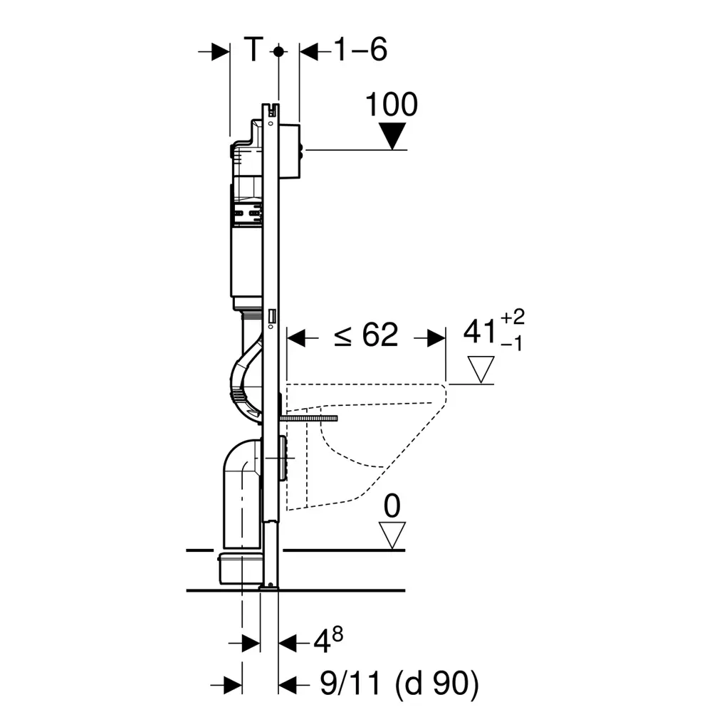 Инсталляция Geberit Delta 458.124.21.1 с клавишей Delta 21 цвет хром STLM-2041428 - Вид №3