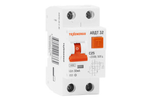 16402081 Автоматический выключатель АВДТ 32 2п 25А/30mA AVDT32-25-C-30 Texenergo