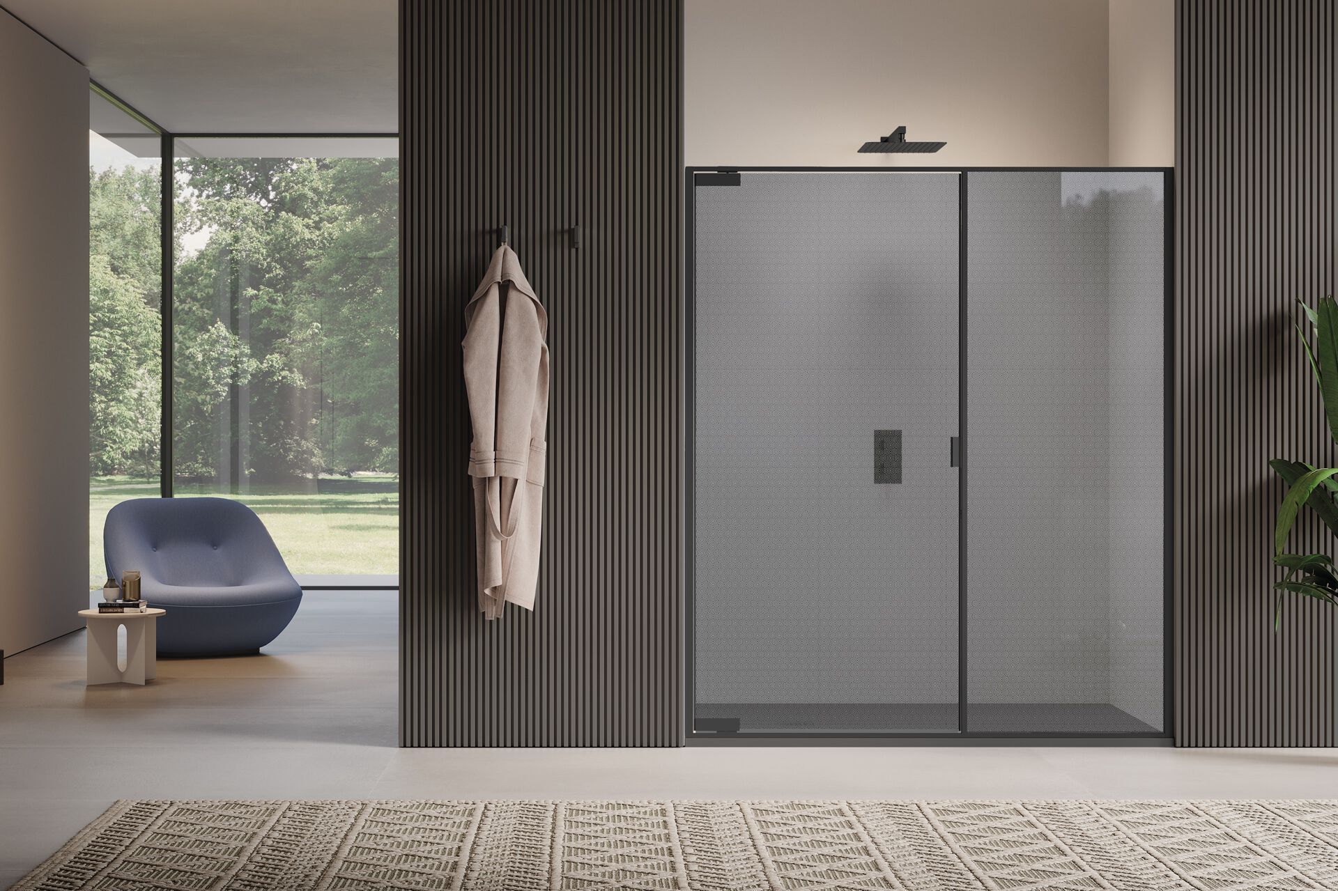 Поворотная поворотная дверь с фиксированной стеной в линии только для ниши Samo PYXIS ARCH-00112847 - Вид №14