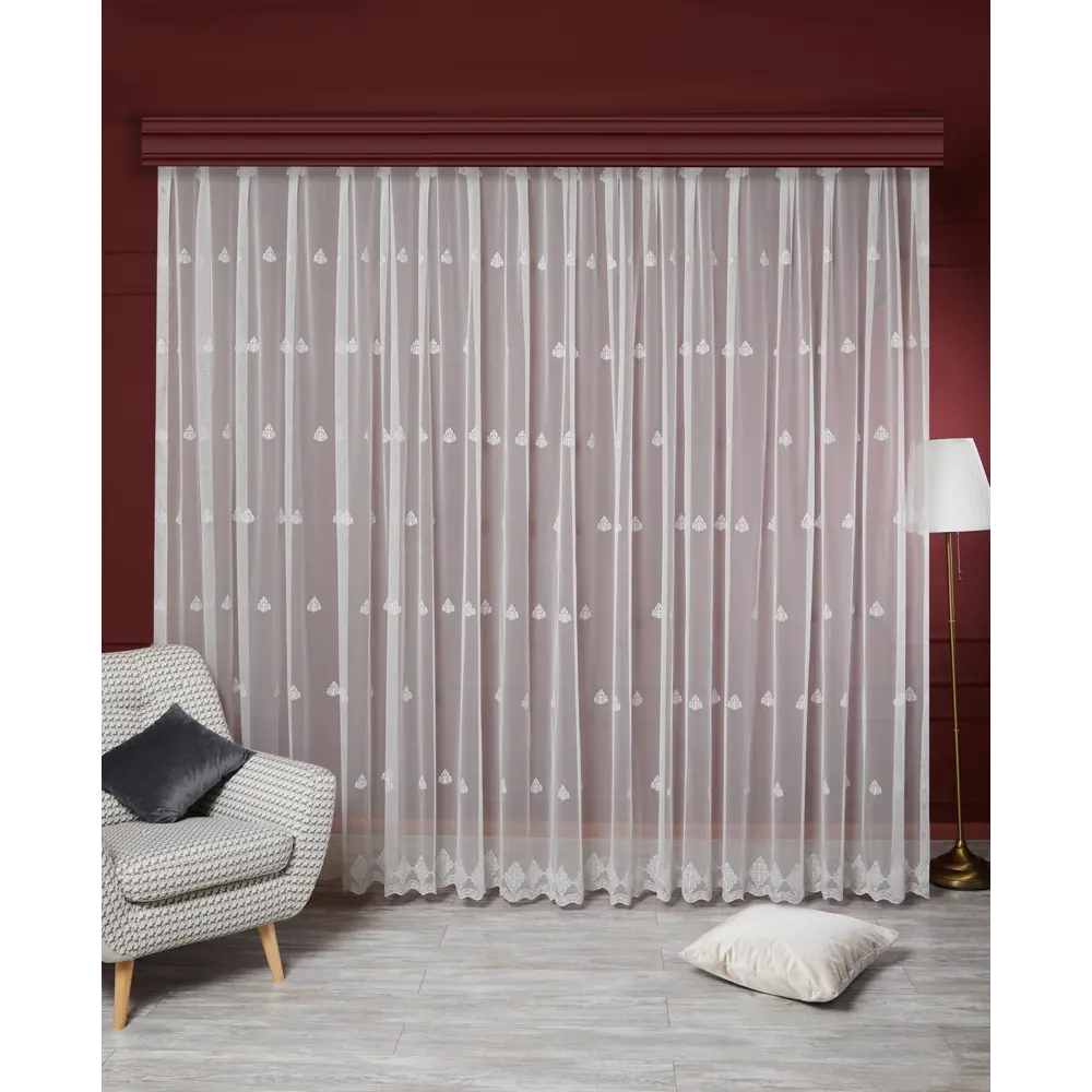 Тюль 1 м/п Коронки сетка 280 см цвет бежево-золотой ELIT HOME STLM-2052511 - Вид №1