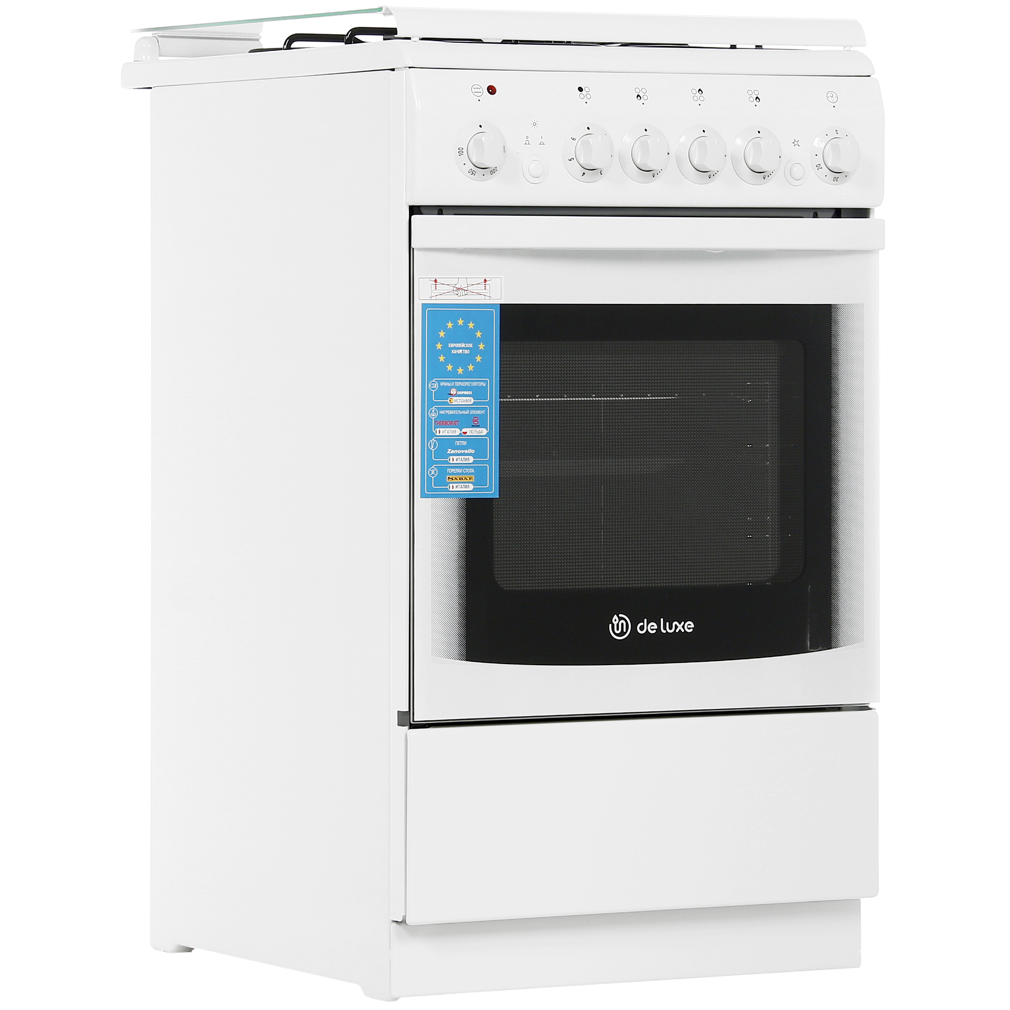 1185584 Комбинированная плита De Luxe 506031.00ГЭ (КР) белый STDN-0119055 - Вид №1