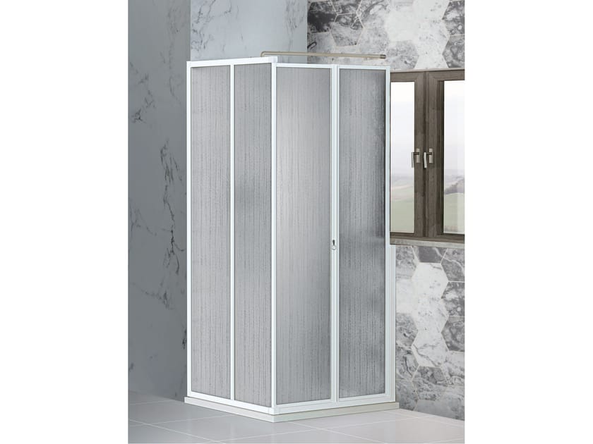 Угловая душевая кабина из акрилового стекла с раздвижной дверью Metidea золото ARCH-00000163