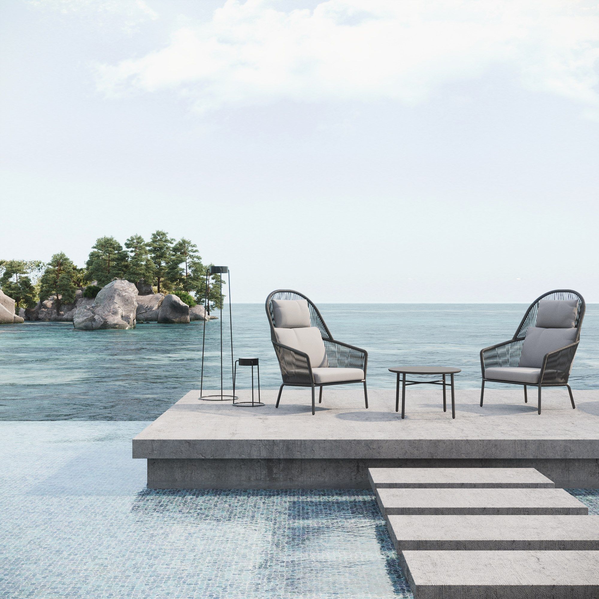 Керамический овальный низкий садовый столик solpuri Loop Lounge ARCH-00048739 - Вид №3