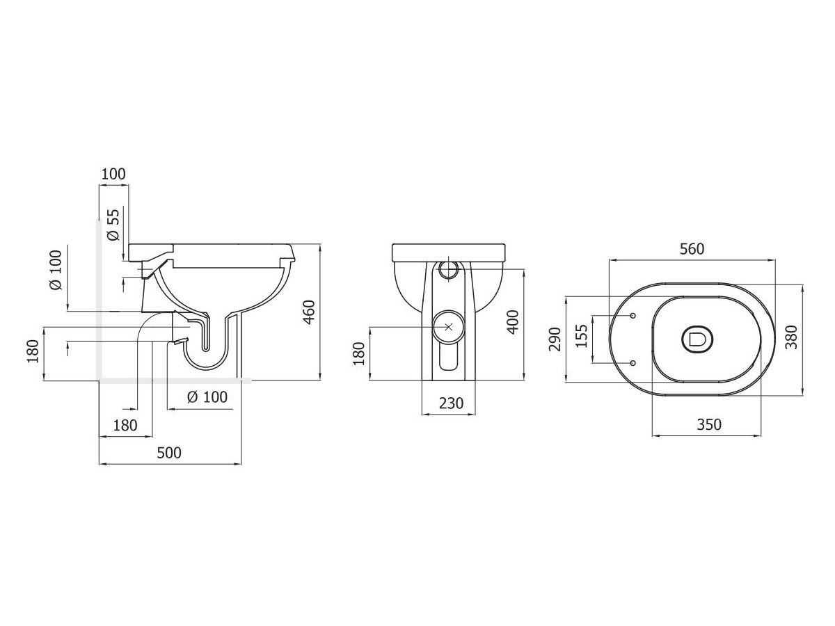 Фарфоровый туалет EVER Life Design SENIOR 46 ARCH-00051433 - Вид №3