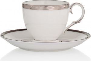 1051804 Noritake Чашка кофейная с блюдцем Noritake "Рочель,платиновый кант" 90мл Фарфор костяной