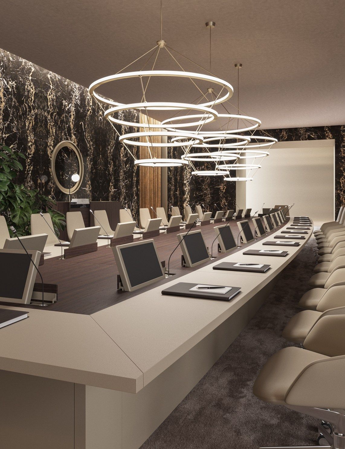 Деревянный овальный стол для совещаний с системой люверсов PROF Bespoke ARCH-00074371 - Вид №1