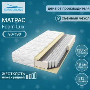 Матрас Seven Dreams Foam lux 90x190x18 см независимый пружинный блок, односпальный