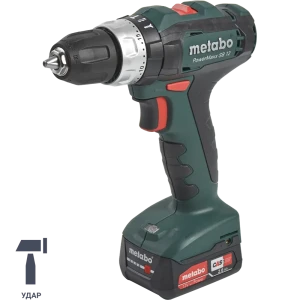 Дрель-шуруповерт аккумуляторная ударная Metabo PowerMaxx SB 601076500, 12 В Li-ion 2х2 Ач