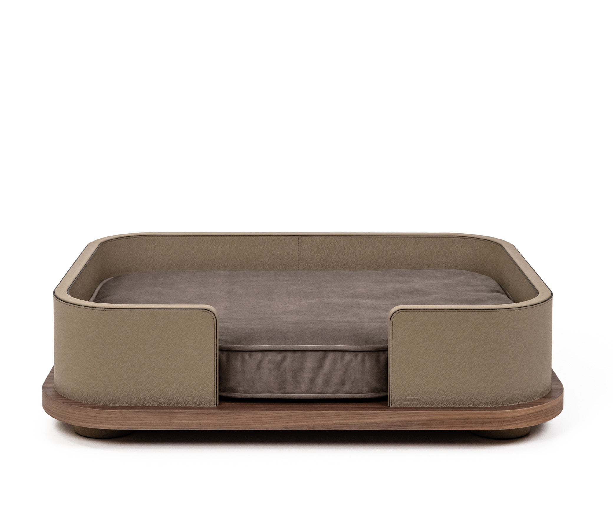 Кровать для питомца - 84X64XH22 см / галька-кожа_масло-зеленый
