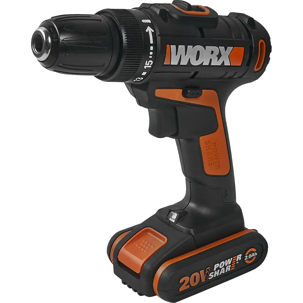 Дрель-шуруповерт аккумуляторная Worx WX101.1, 20 В Li-ion 2x2Ач STLM-2209265