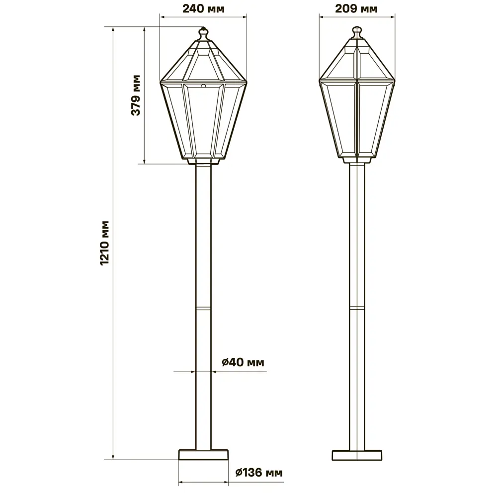Маленький фонарный столб уличный KREAFORTA Radley 120 см цвет черный STLM-2163965 - Вид №9