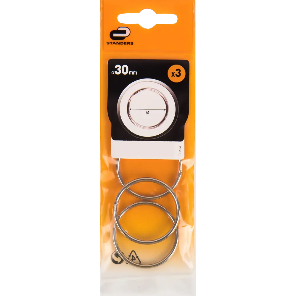 Кольцо для ключей Standers, 30 мм, никель, 3 шт STLM-2013847 - Вид №1
