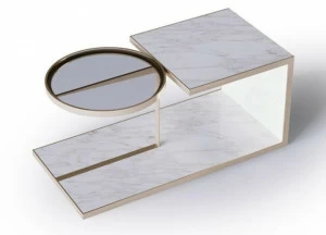 Carpanese Home Журнальный столик из мрамора со стеклянным подносом Contemporary Alfred/m