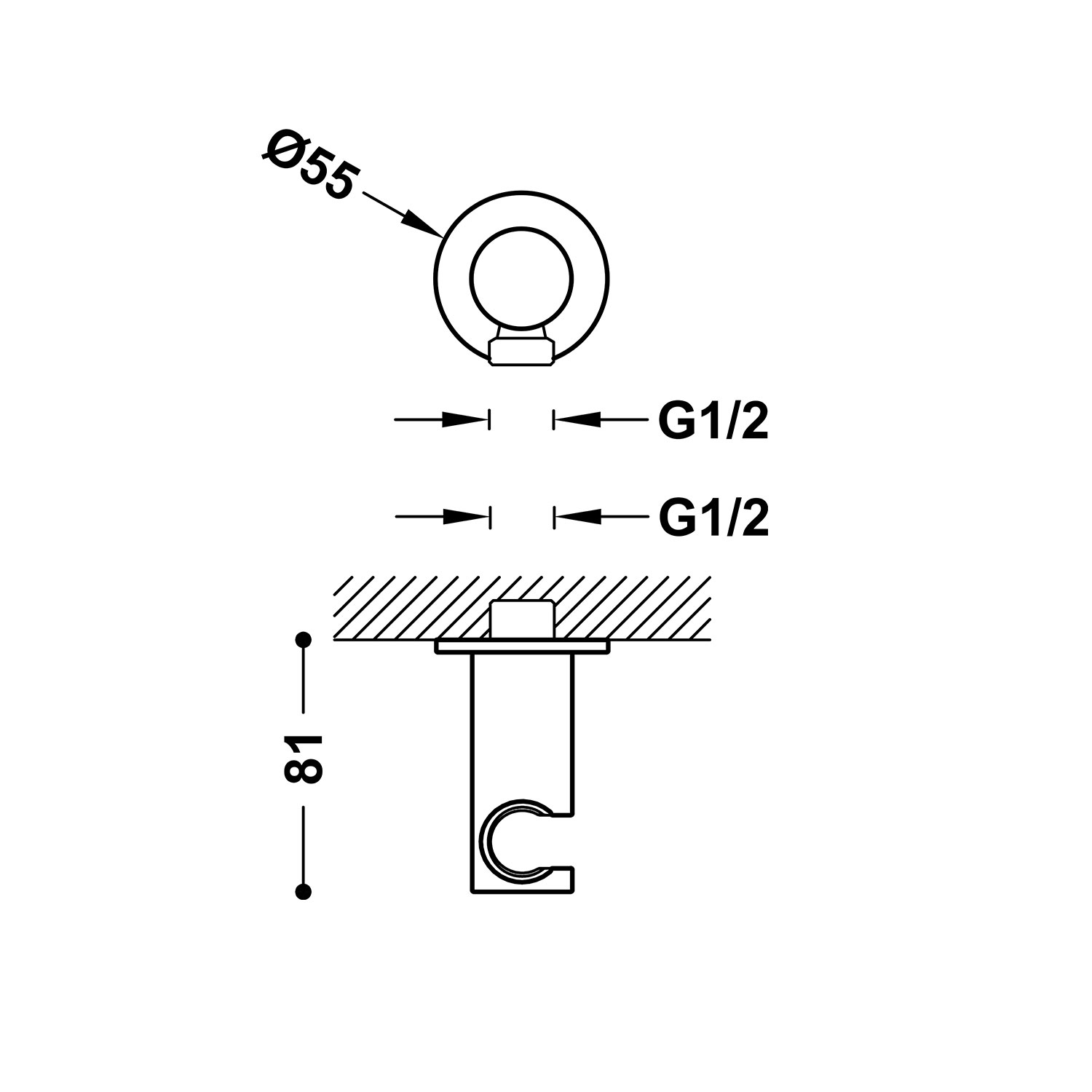 Стационарная опора с подачей воды для ручного душа и шланга-21518221 TRES RICAMBI - Вид №1
