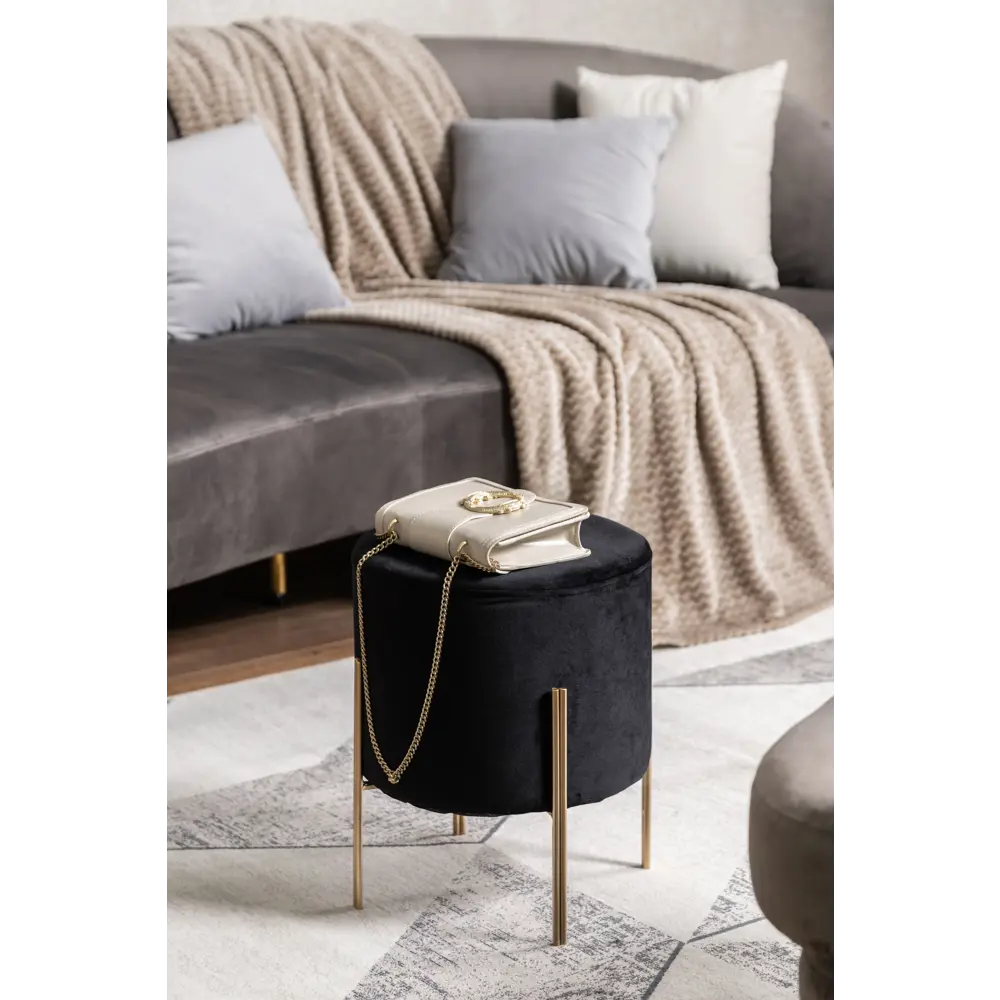 Табурет с мягкой обивкой, бархат, цвет чёрный Atmosphera STLM-2118088 - Вид №4