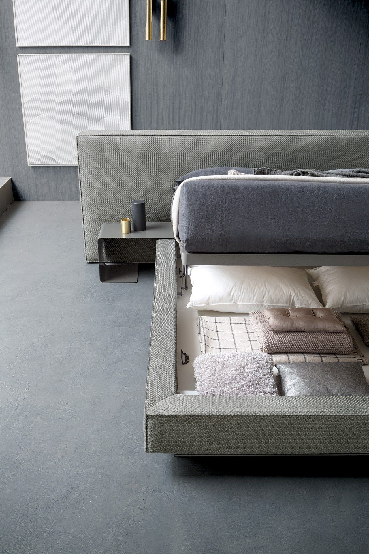 Двуспальная кровать для хранения ткани с мягким изголовьем Felis Bedstories ARCH-00081168 - Вид №6