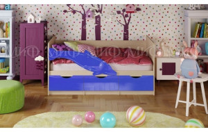88416AB Детская кровать Дельфин-1 МДФ 80х160, синий металл Миф