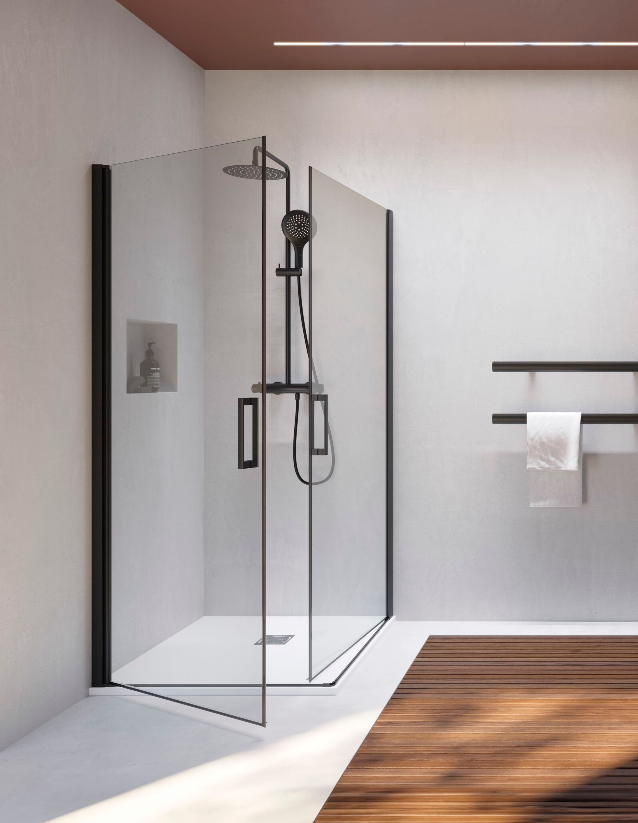 Алюминиевая и стеклянная угловая душевая кабина с распашной дверью TAMANACO SWING ARCH-00114950 - Вид №13