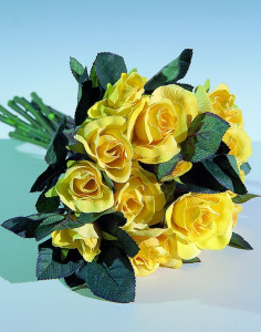 3875 330 a2 Искусственный букет роз, 28 см, 16 цветов, желтый H-andreas