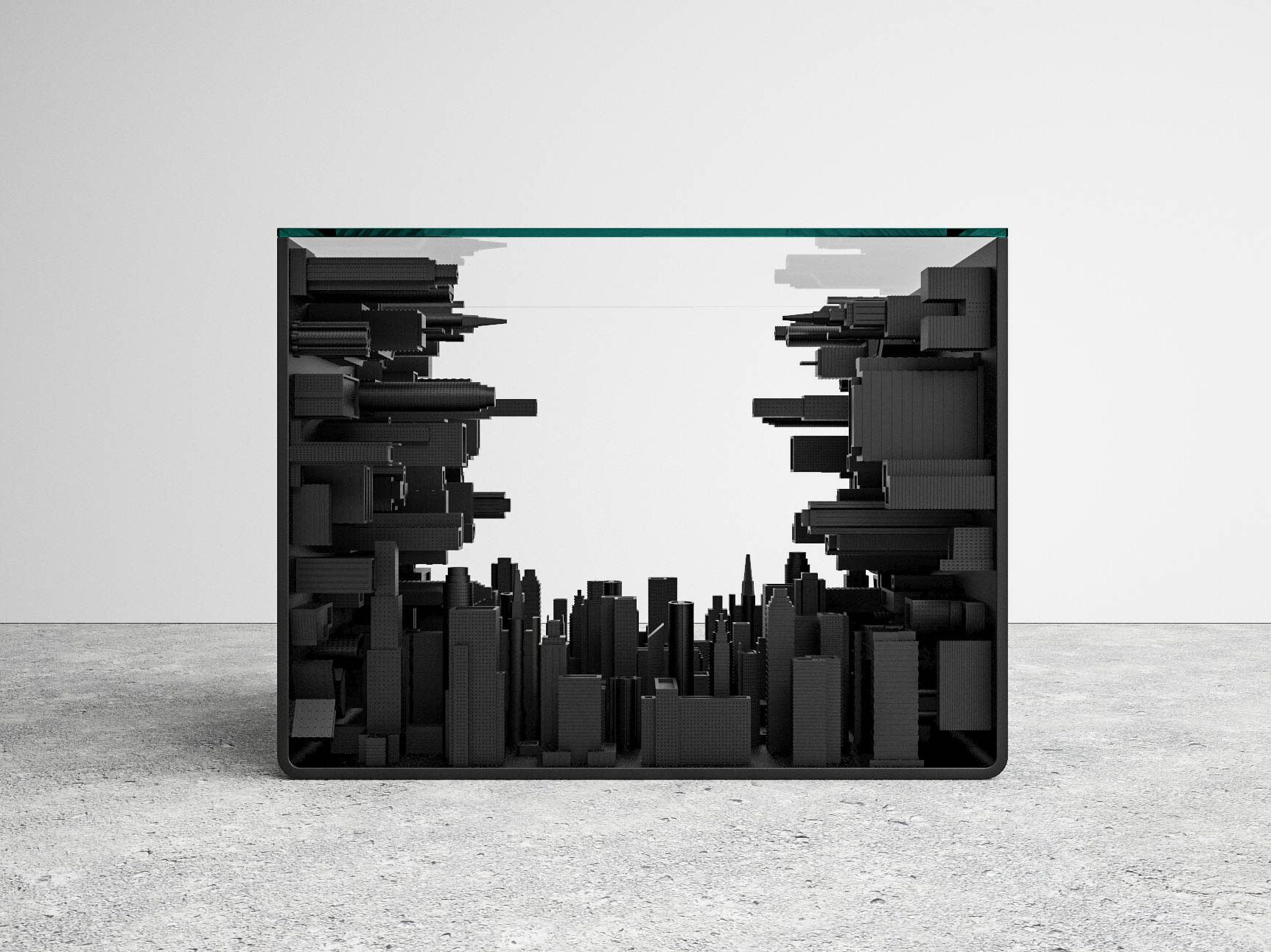 Деревянный и стеклянный квадратный журнальный столик LO Contemporary город ARCH-00100916 - Вид №1