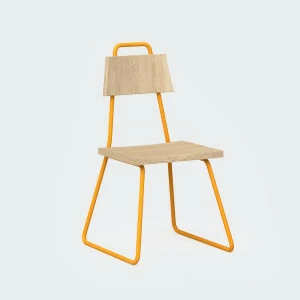 Стул с металлическими ножками и деревянным сиденьем оранжевый Bauhaus WOODI  00-3966233 Оранжевый