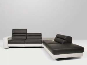 Recor Home Угловой диван обитый кожей с шезлонгом Positano