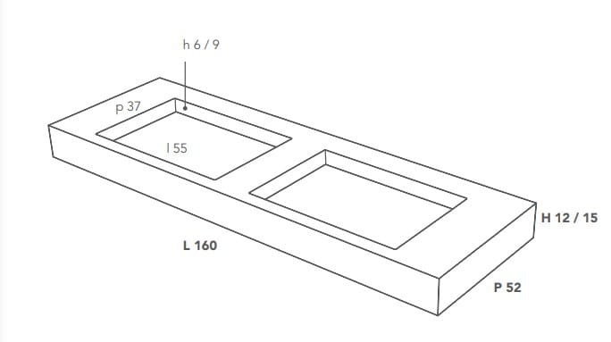 Прямоугольная двойная подвесная раковина из керамогранита Italgraniti Italgranitive ARCH-00066915 - Вид №5