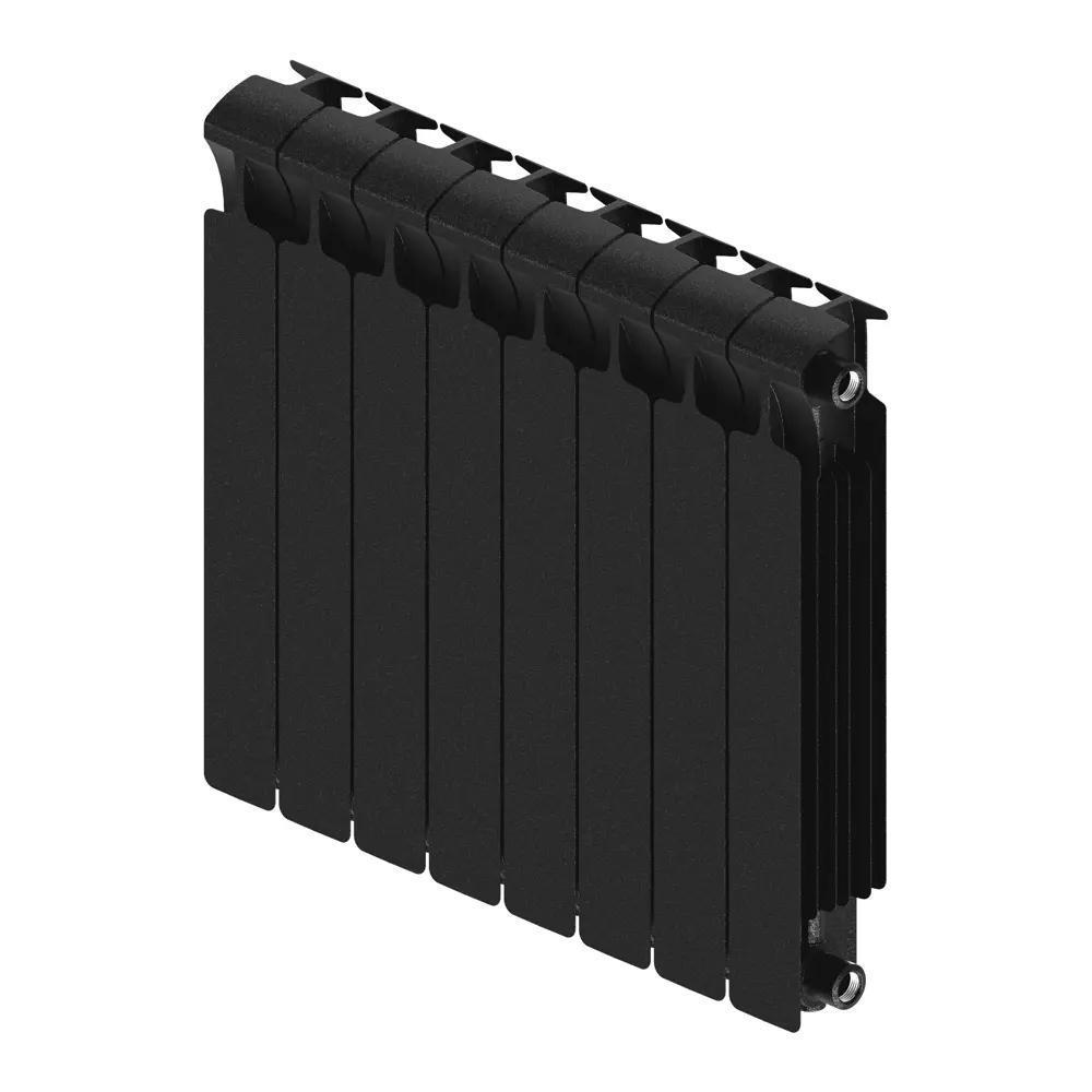 Радиатор секционный Rifar Monolit M50008RAL9005 500/100 8 секций боковое подключение биметалл черный 82560797 STLM-2144999 - Вид №1