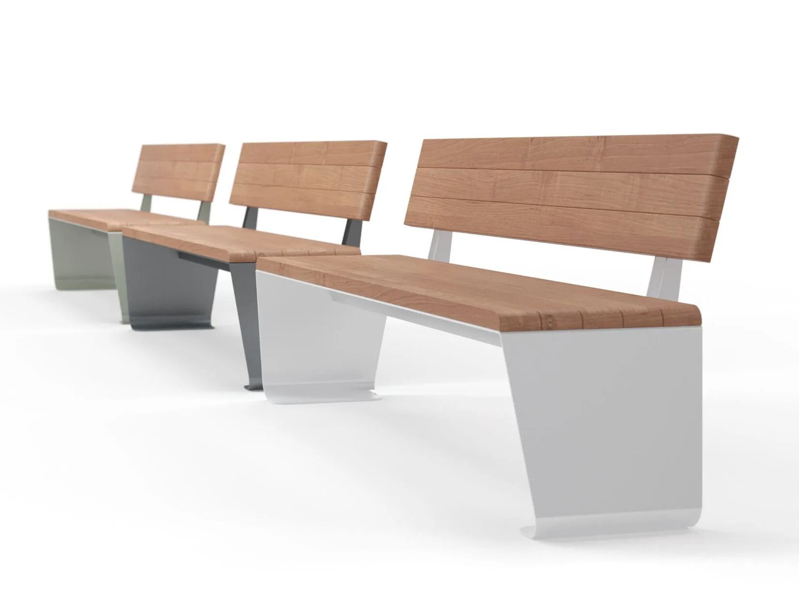 Стальная и деревянная скамья со спинкой Viscio Urban Design RAIL ARCH-00044980