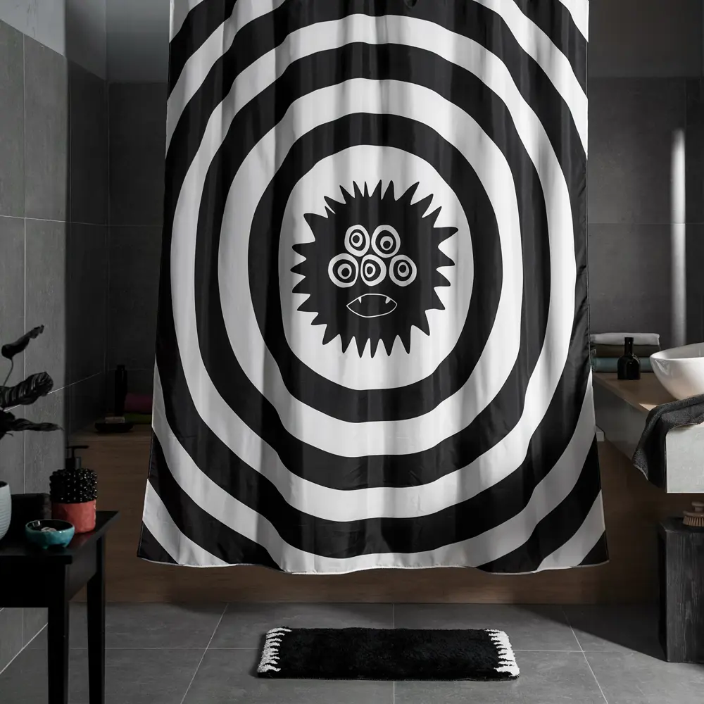 Шторка для ванной Irony 180х200 см черно-белая MOROSHKA STLM-2202680