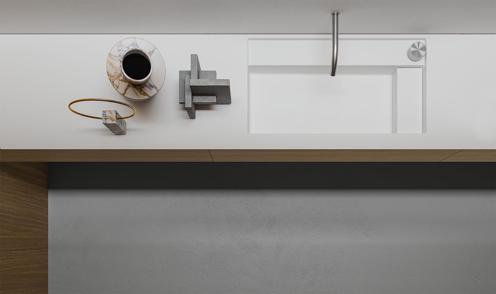 Подвесной шкаф для умывальника из дуба со встроенной раковиной Falper Minimum ARCH-00003267 - Вид №3