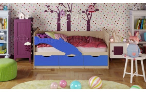 88416DE Детская кровать Дельфин-1 МДФ 80х160, синий матовый Миф
