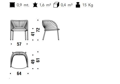 Кресло с подлокотниками и плетеной спинкой MOROSO Yumi ARCH-00063844 - Вид №5