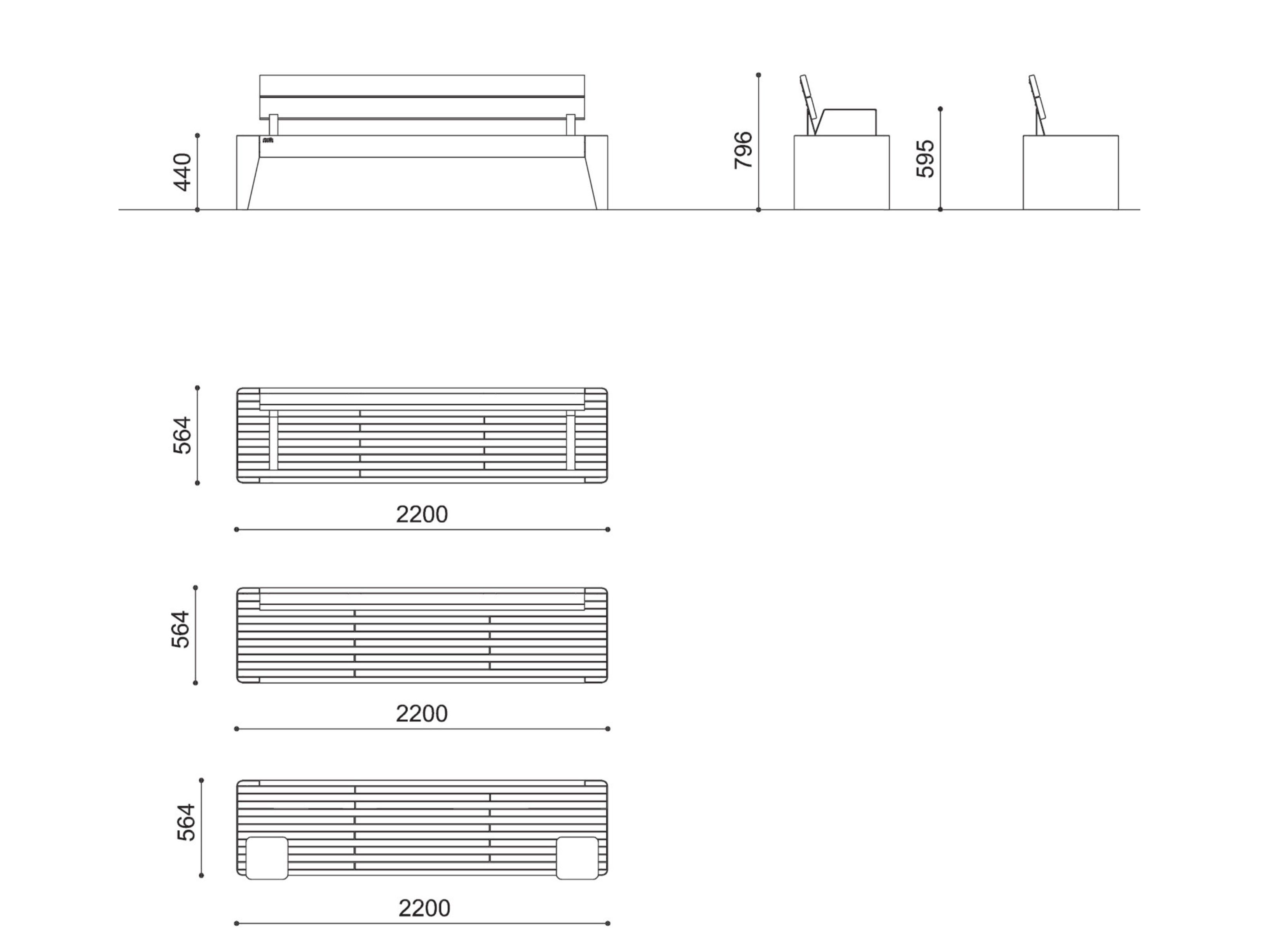 Стальная и деревянная скамья без спинки City Design Fòla ARCH-00048887 - Вид №3