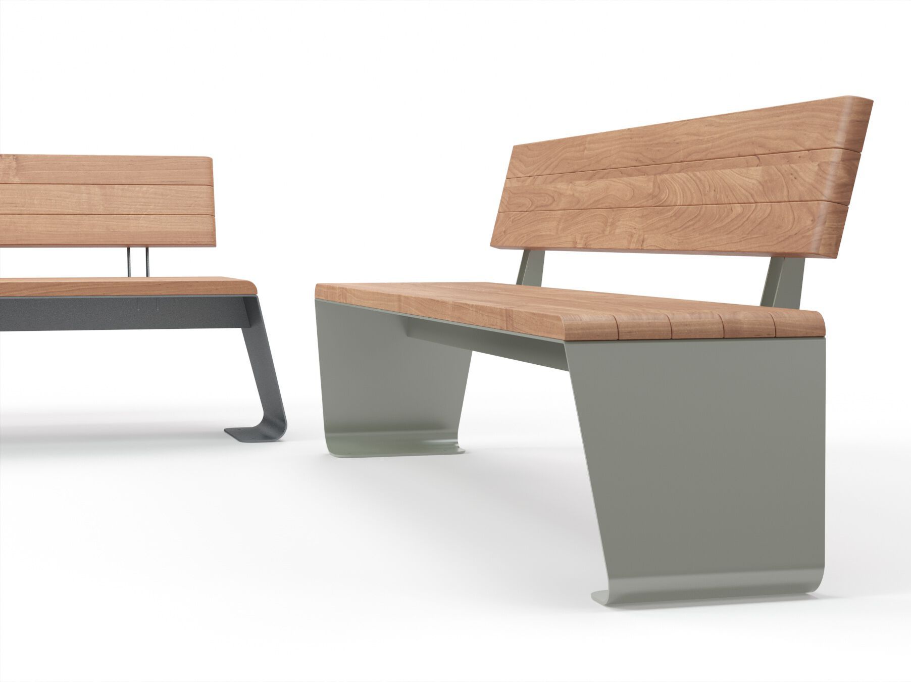 Стальная и деревянная скамья со спинкой Viscio Urban Design RAIL ARCH-00044980 - Вид №3