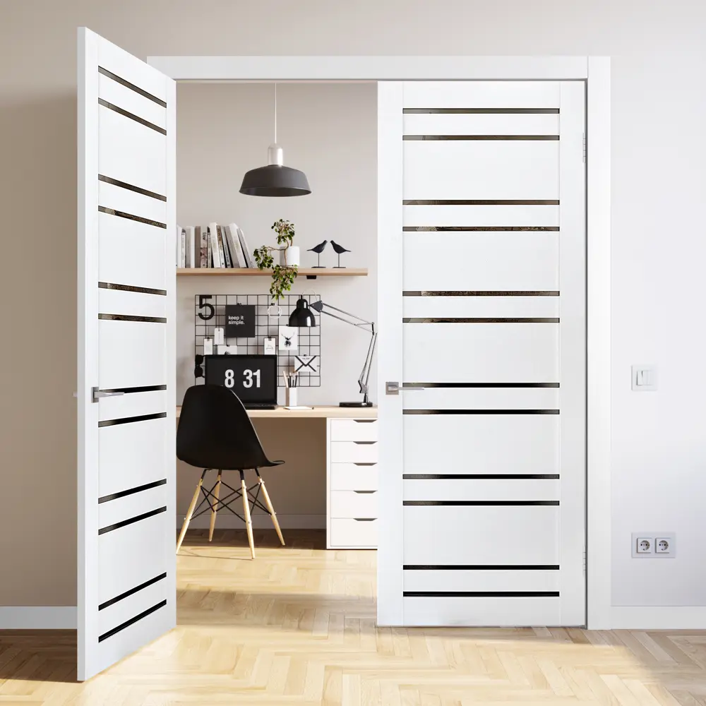 Комплект двери Artens Уна со стеклом 90x200 см Hardflex белый с добором 100 мм STLM-2084749 - Вид №2