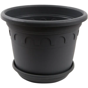 Горшок цветочный Газонcity Рома ø25.4 h19.5 см v5.9 л пластик тёмно-серый