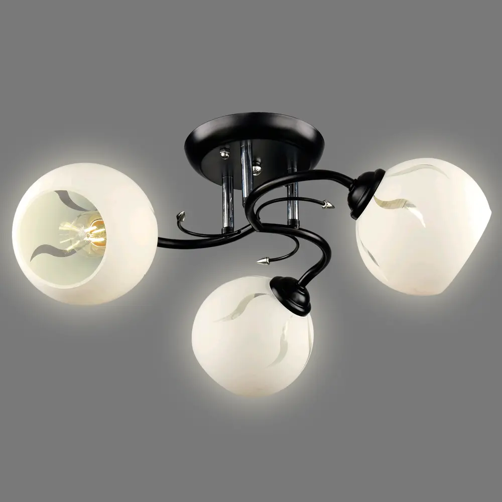 Люстра потолочная Рассвет 3 лампы 9 м² цвет белый КЛЮЧНИК STLM-2138839 - Вид №3