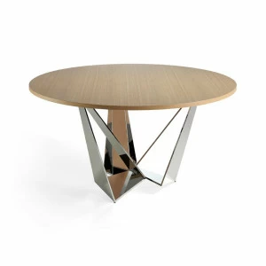 Обеденный стол круглый деревянный коричневый CT2061R-Roble от Angel Cerda ANGEL CERDA CT2061R 00-3865621 Коричневый;хром