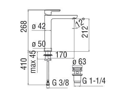 Высокий смеситель для раковины с ограничителем расхода Nobili Abc ARCH-00048694 - Вид №2